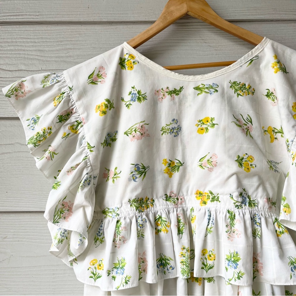 Handmade Vintage Utica Botanical Floral Ruffled Dress SKU 02211 - Picture 9 of 16